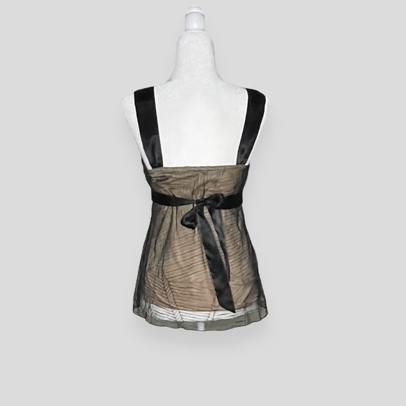 Black & Gold Mesh Overlay Y2K Milkmaid Tie Back Top Size Medium - Picture 5 of 7